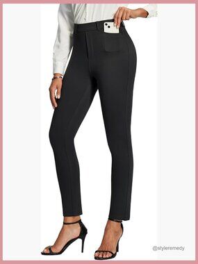 Stretchy Ponte Dress Pants Pull-On Skinny Fit Office Work Pants